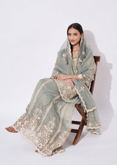 Blue Tissue Sharara Set