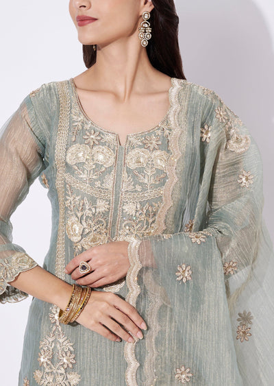 Blue Tissue Sharara Set