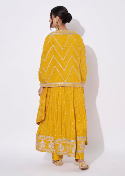 Yellow Silk Anarkali Suit