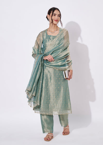 Dusty Blue Tissue Straight Cut Suit