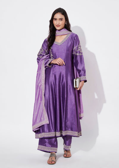 Lavender Silk Anarkali Suit
