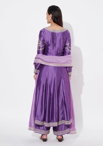 Lavender Silk Anarkali Suit