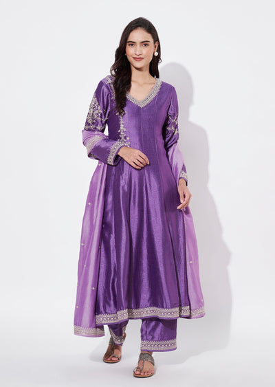 Lavender Silk Anarkali Suit