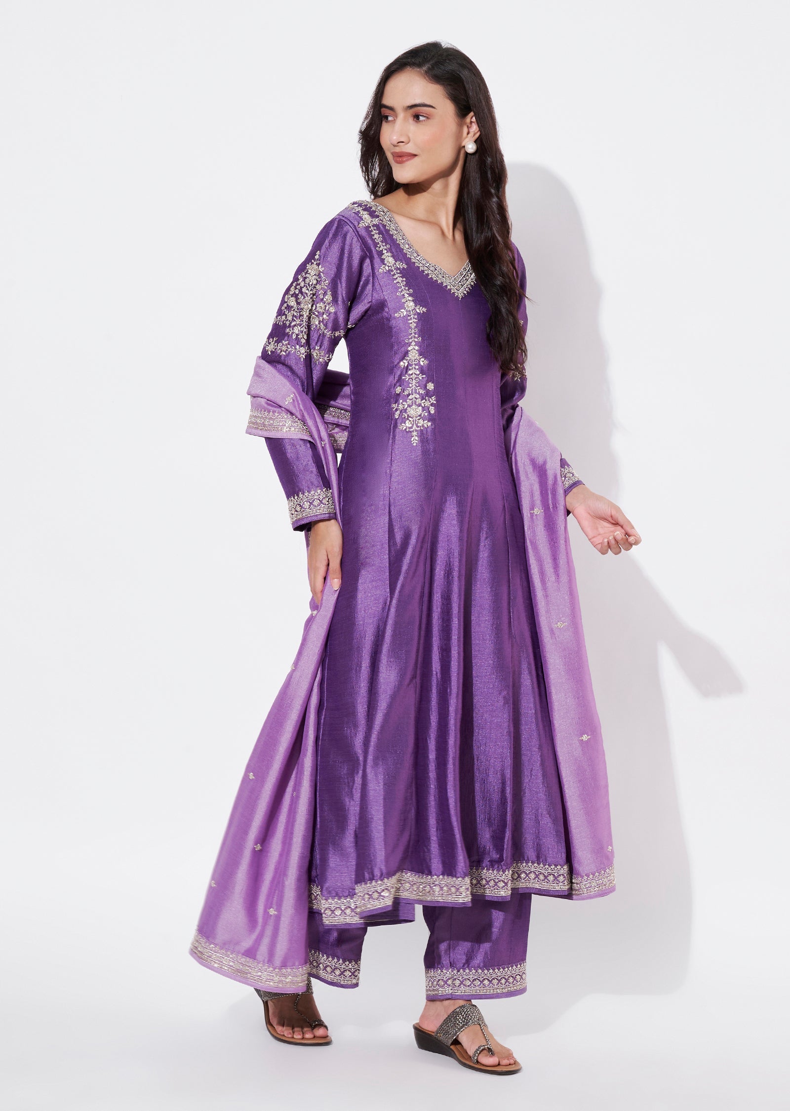 Lavender Silk Anarkali Suit