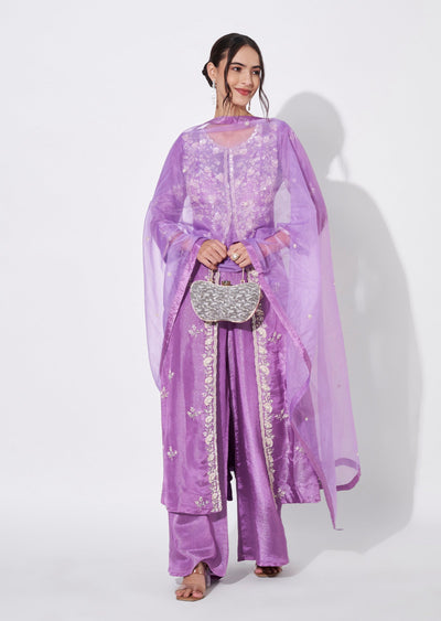 Purple Tissue Anarkali Suit