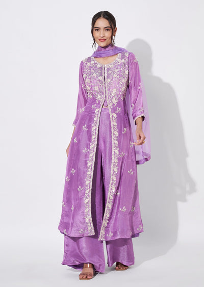 Purple Tissue Anarkali Suit