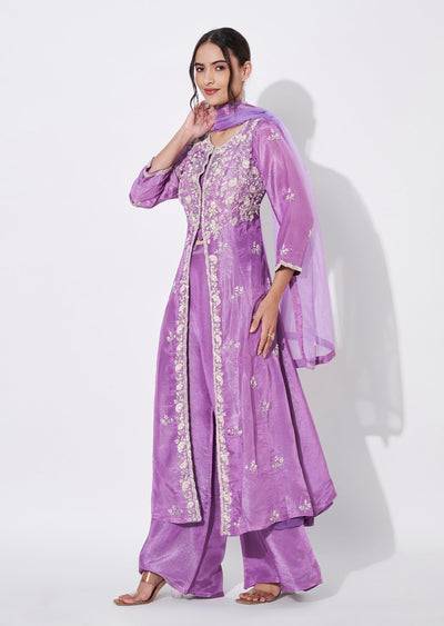 Purple Tissue Anarkali Suit