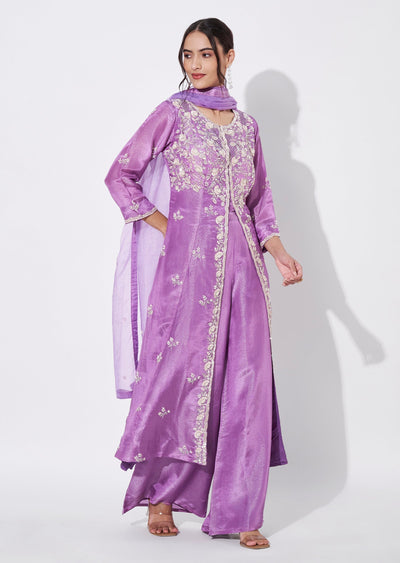 Purple Tissue Anarkali Suit