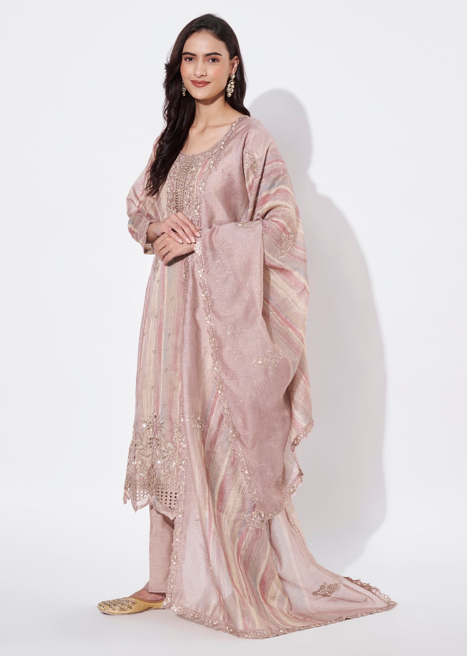 Onion Pink Tissue Straight Cut Suit
