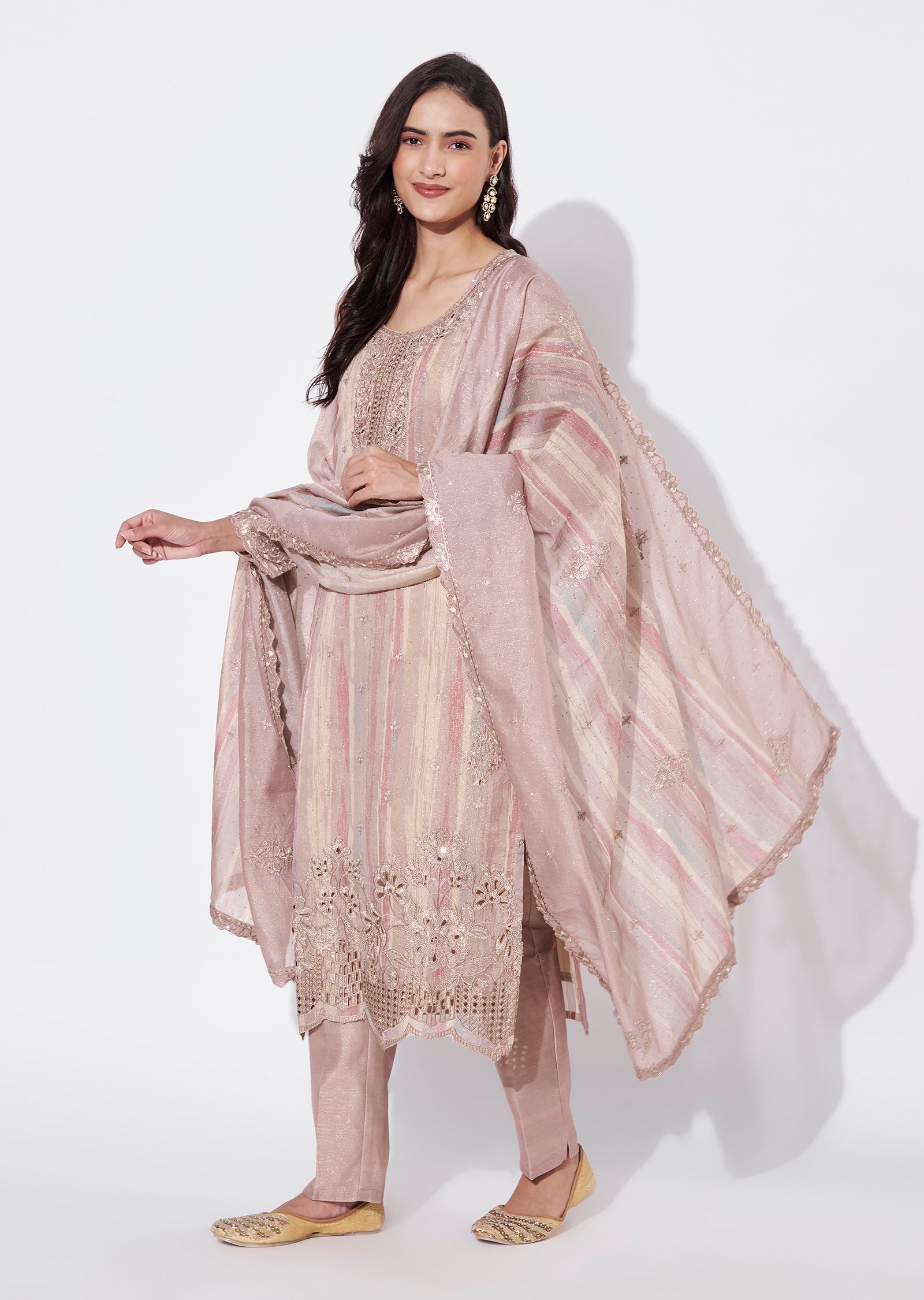 Onion Pink Tissue Straight Cut Suit