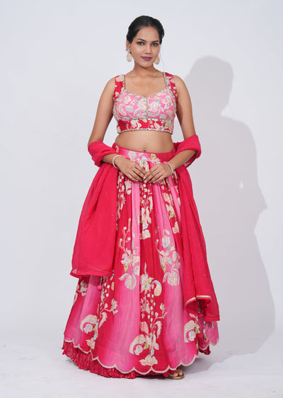 Pink Silk Lehenga Set