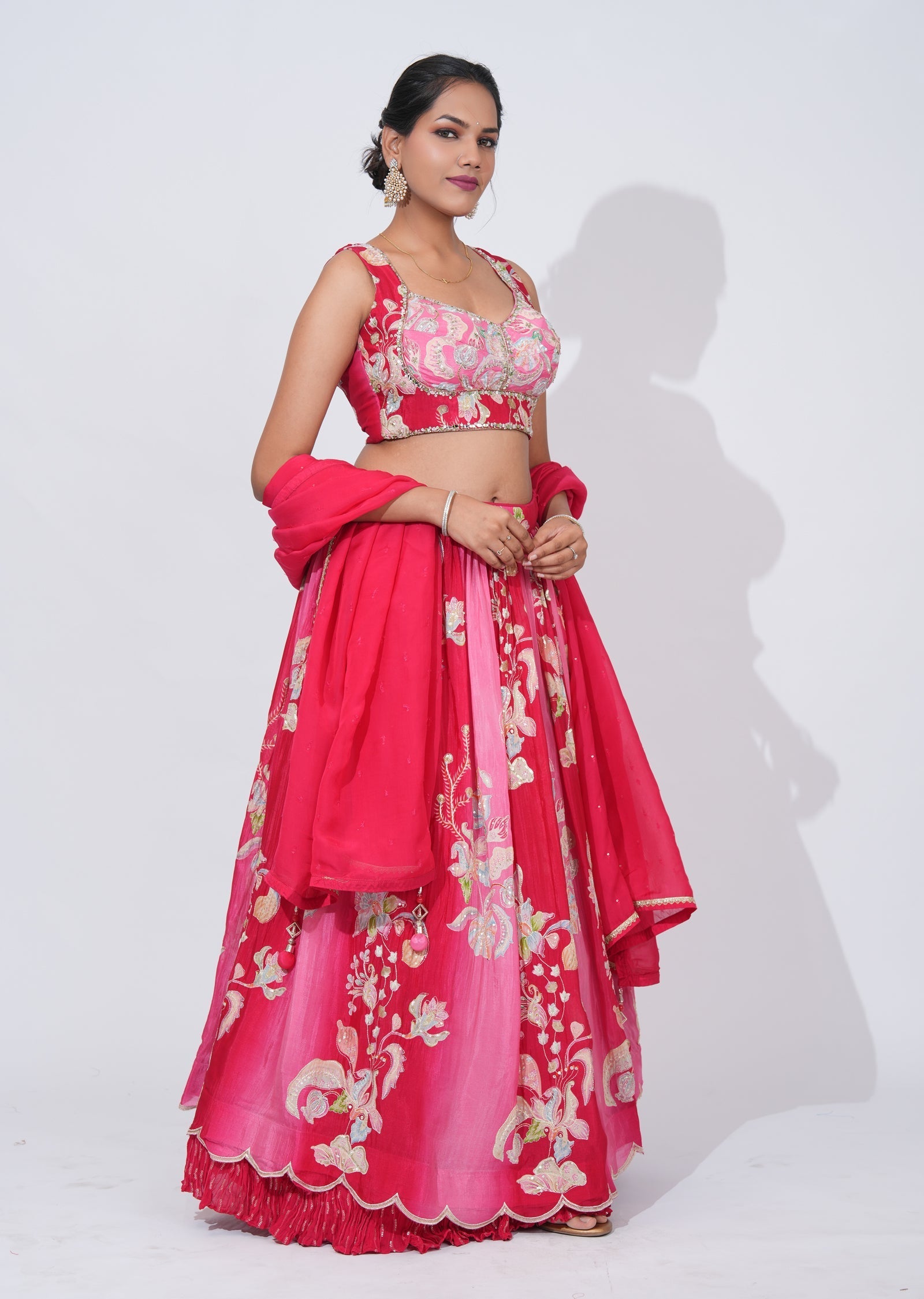 Pink Silk Lehenga Set