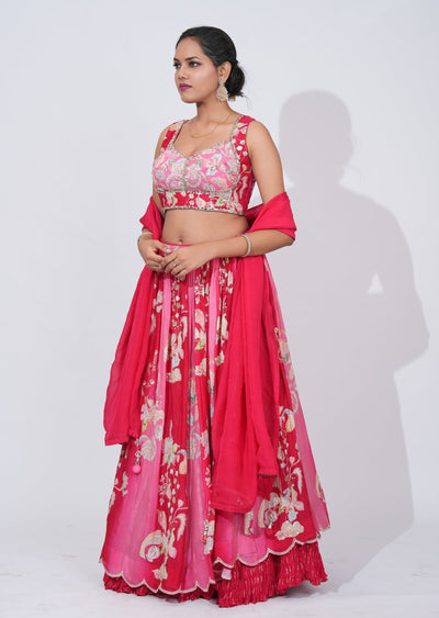 Pink Silk Lehenga Set