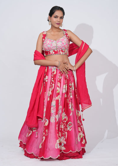 Pink Silk Lehenga Set