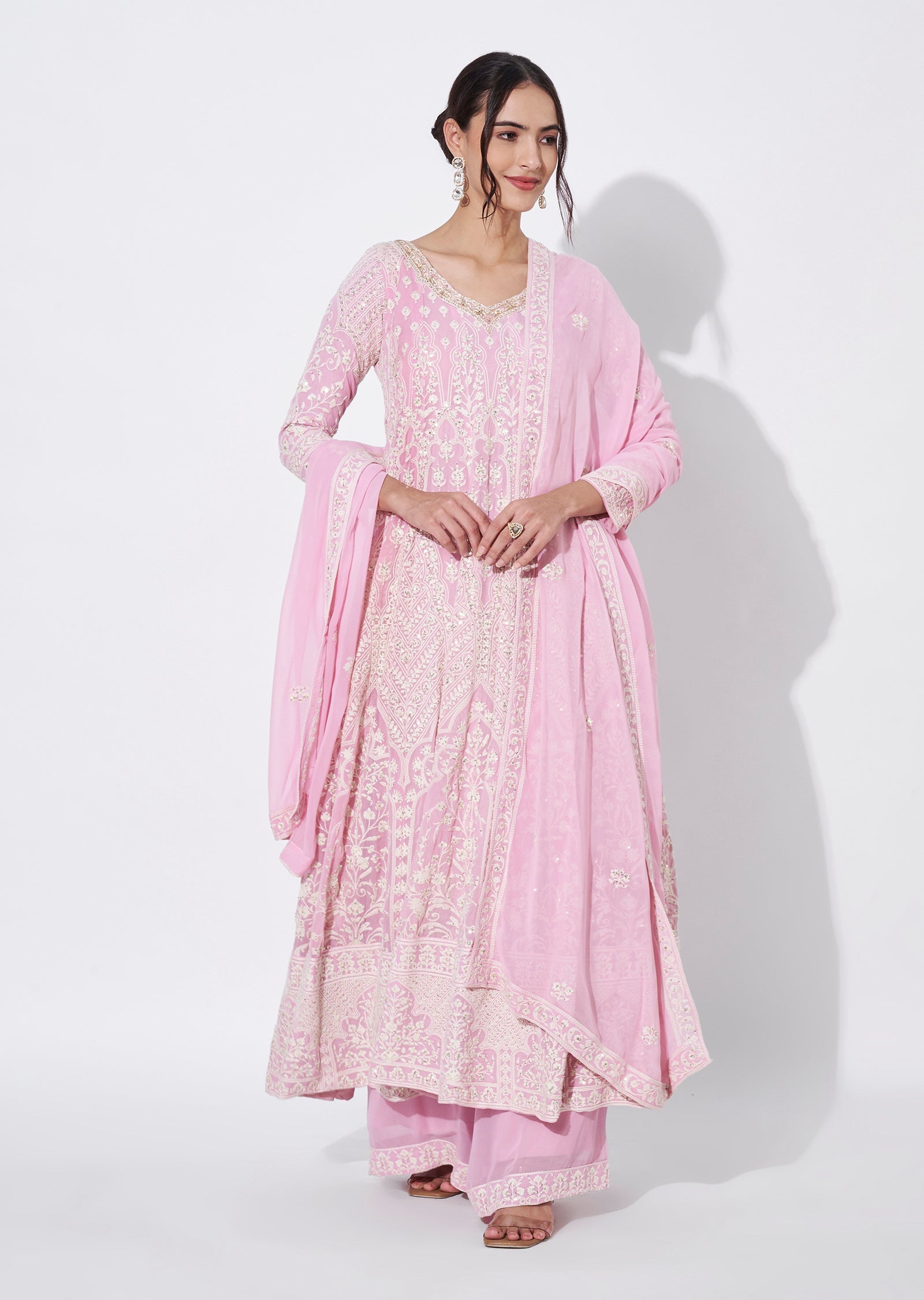 Light Pink Georgette Anarkali Suit