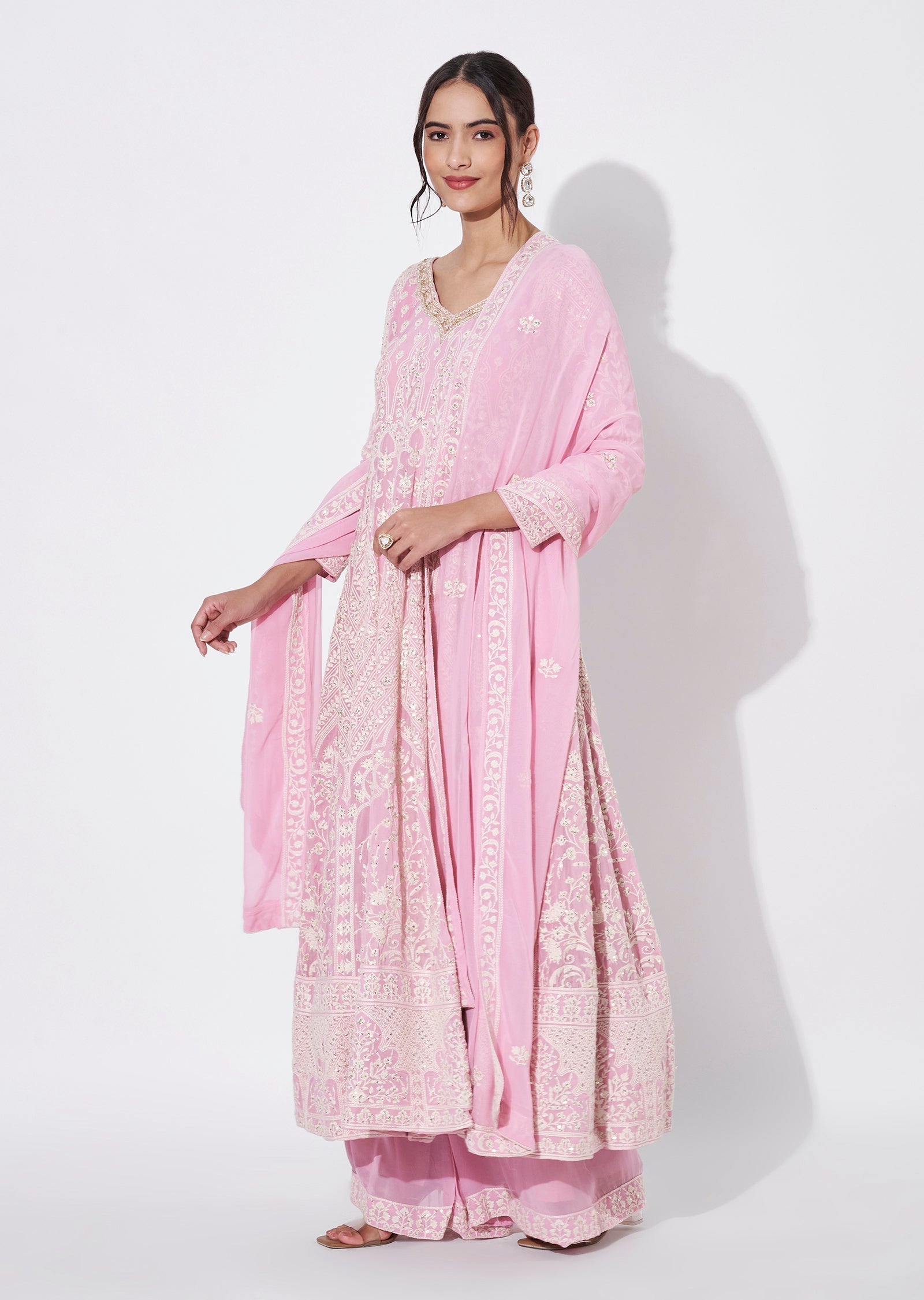 Light Pink Georgette Anarkali Suit
