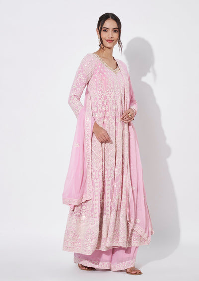 Light Pink Georgette Anarkali Suit