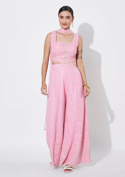 Pink Georgette Indowestern set
