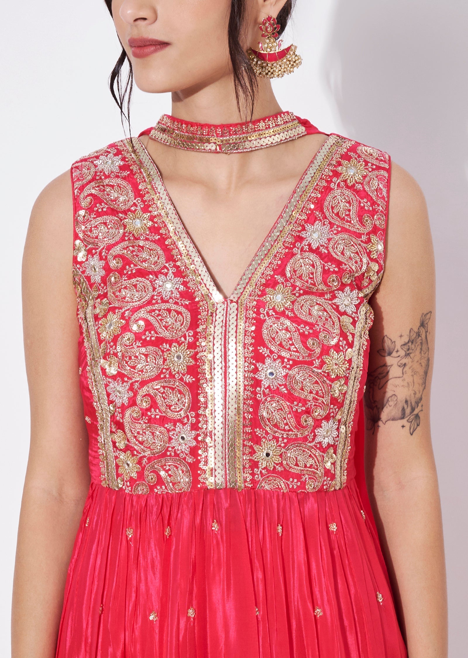 Pink Silk Sharara Set