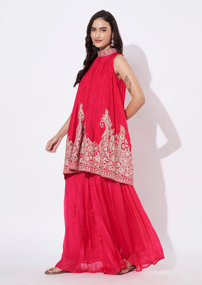 Pink Chinnon Sharara Set