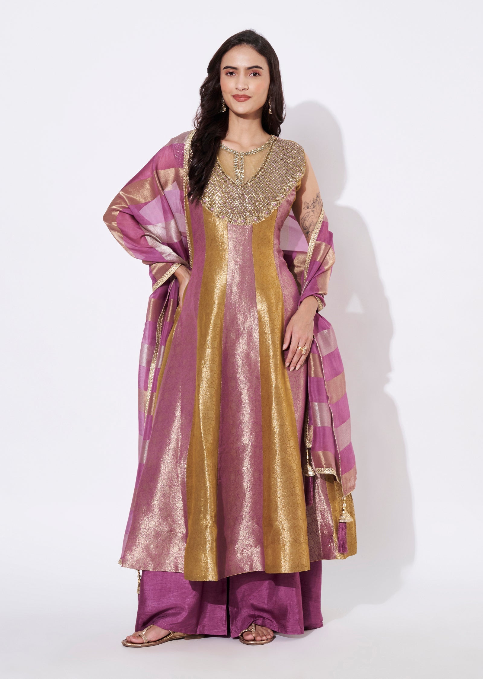 Wine Silk Anarkali Suit