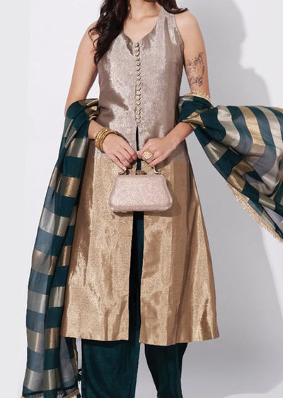 Black Tissue Anarkali Suit