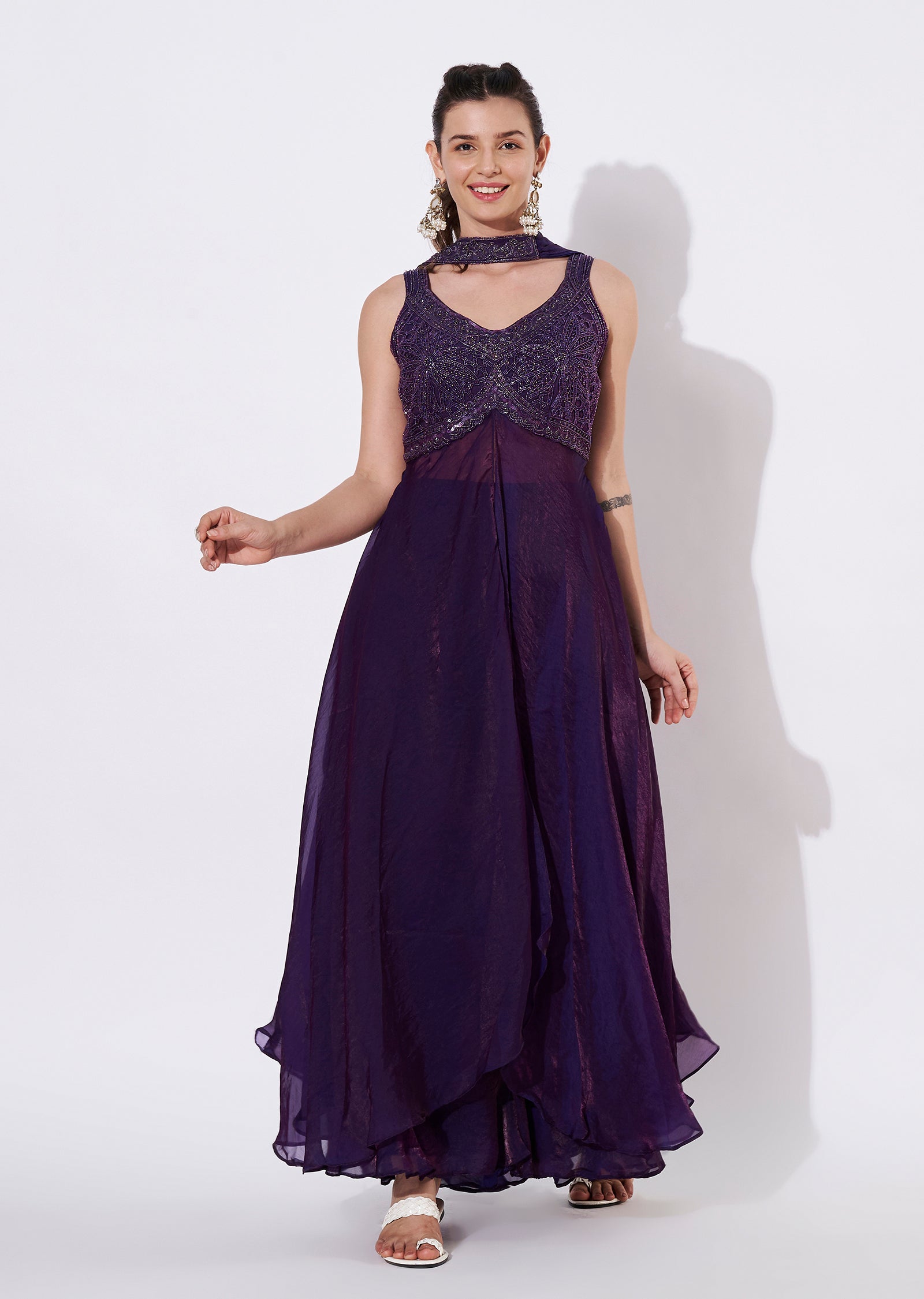 Purple Shimmer Fabric Anarkali Suit