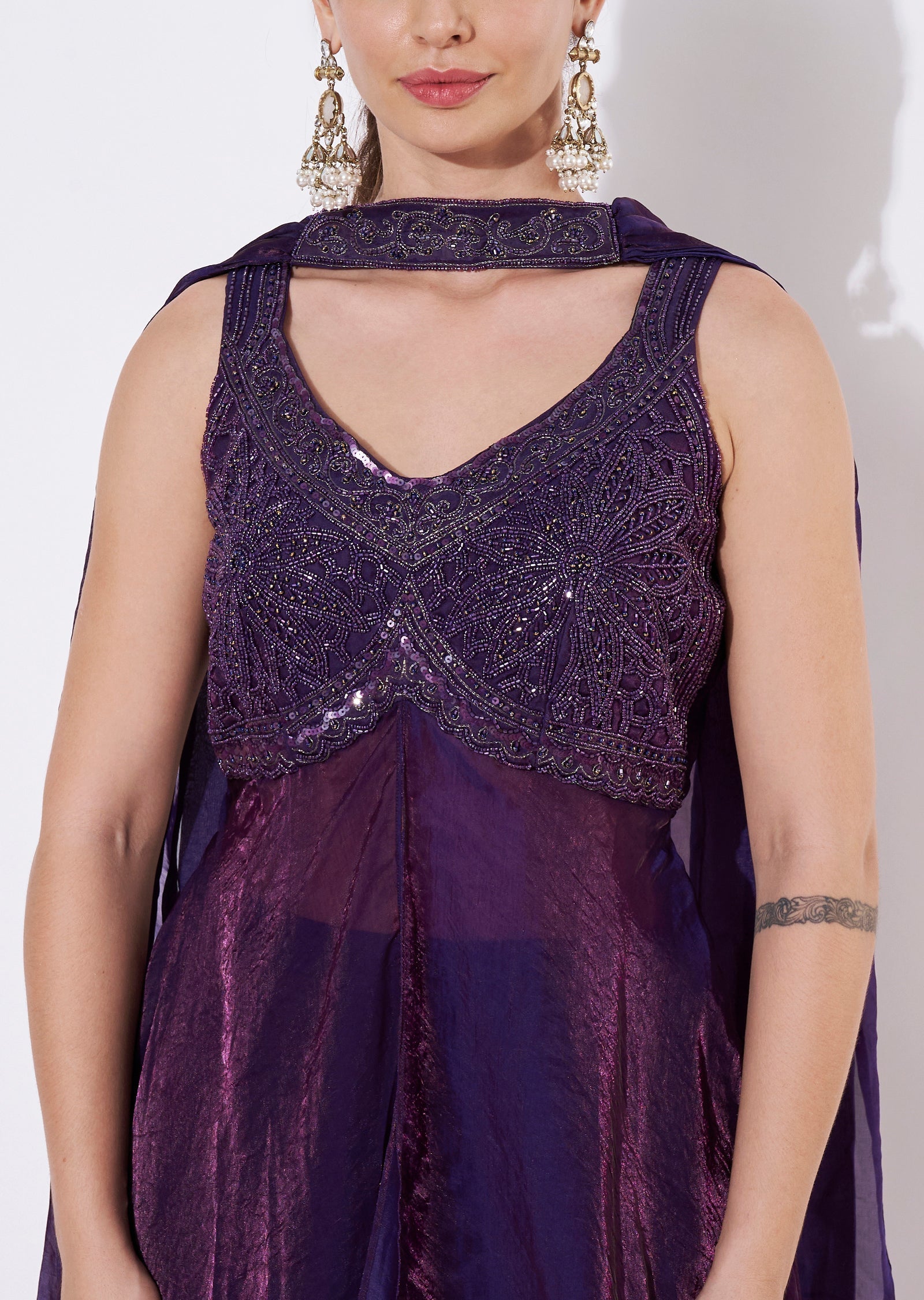 Purple Shimmer Fabric Anarkali Suit