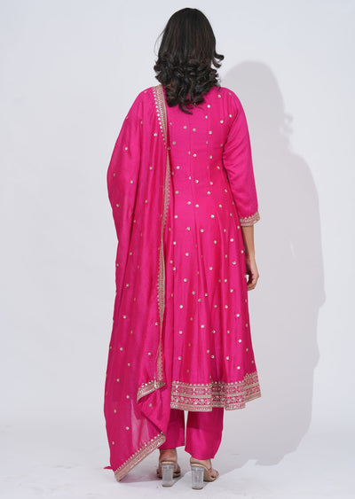 Pink Tissue Anarkali Suit