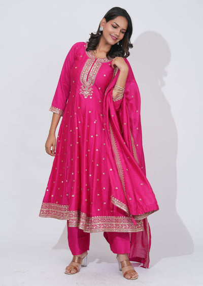 Pink Tissue Anarkali Suit