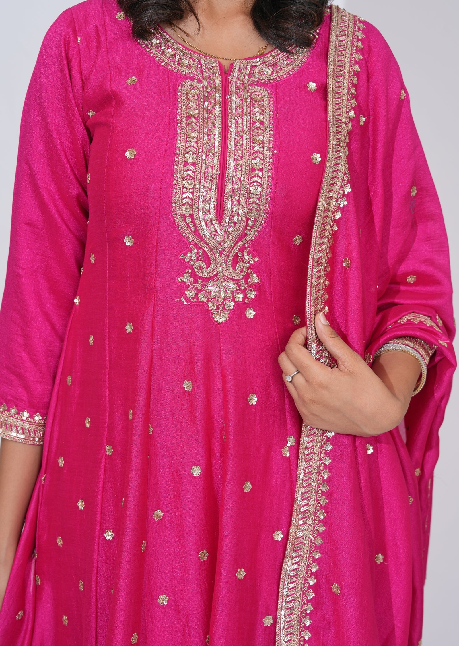 Pink Tissue Anarkali Suit