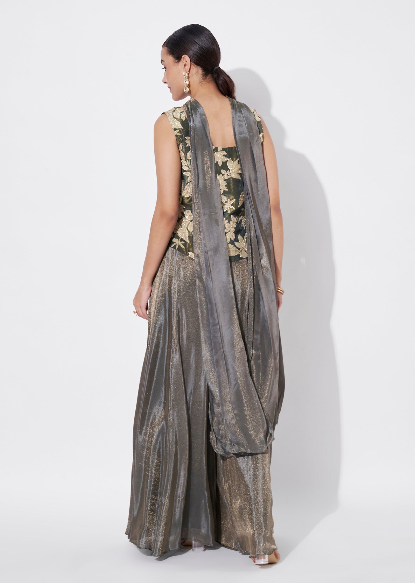 Green Tissue Sharara Set