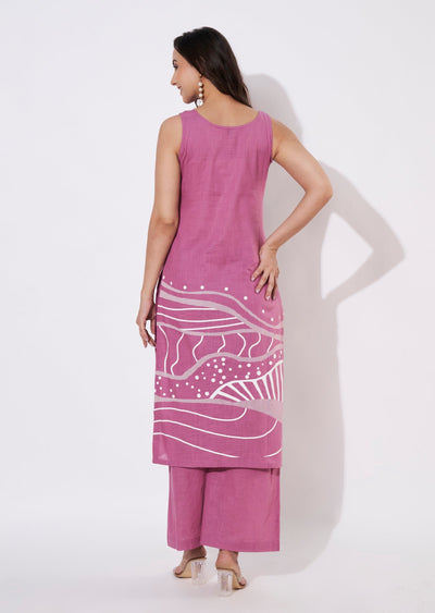 Onion Pink Cotton Kurti set