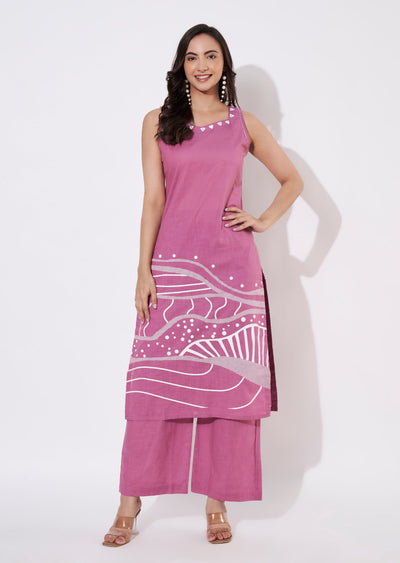 Onion Pink Cotton Kurti set