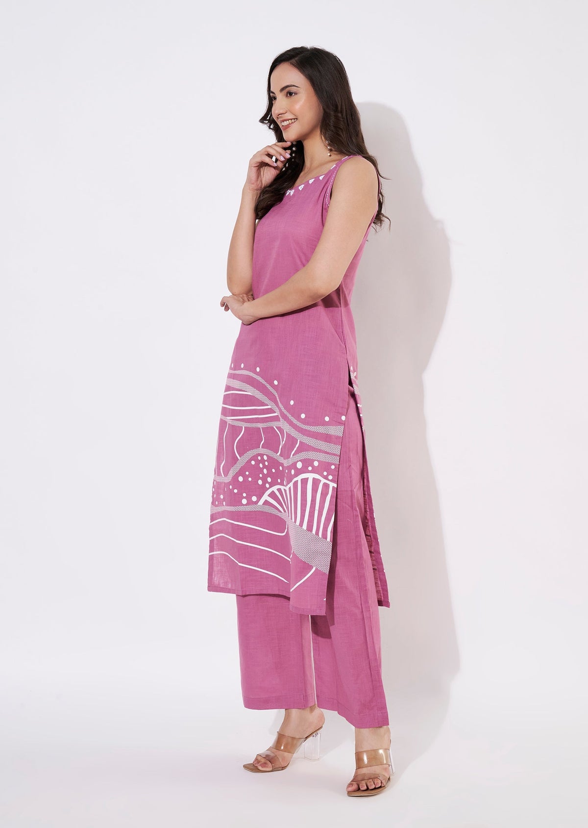 Onion Pink Cotton Kurti set