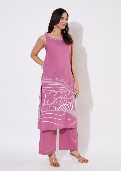 Onion Pink Cotton Kurti set