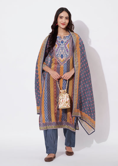 Dark Grey Dola Silk Straight cut suit
