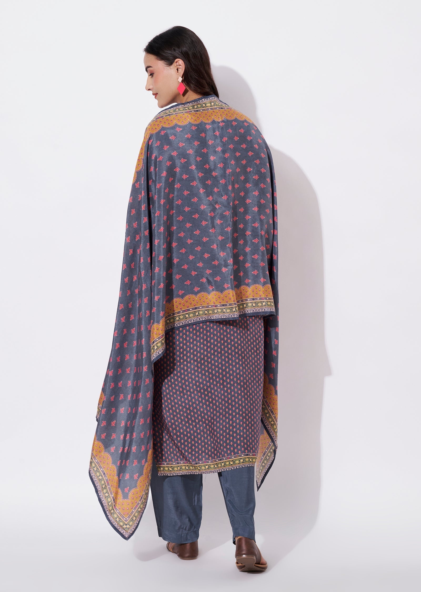 Dark Grey Dola Silk Straight cut suit
