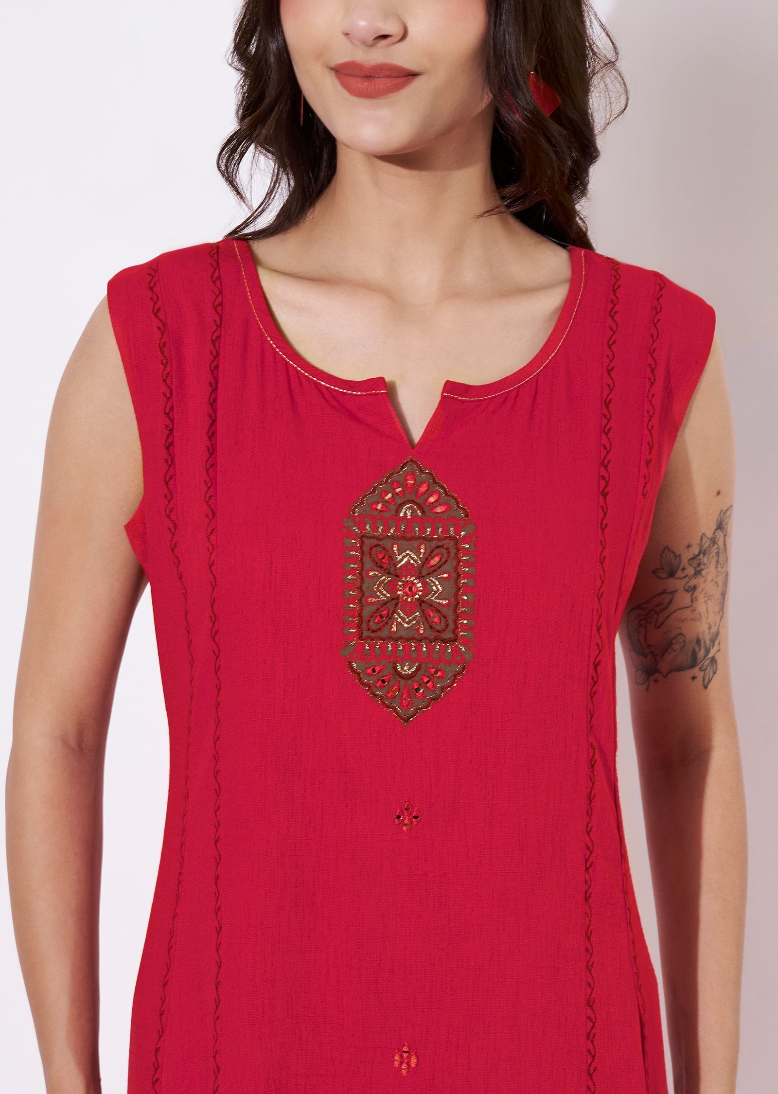 Rani Pink Gold Frock style kurti