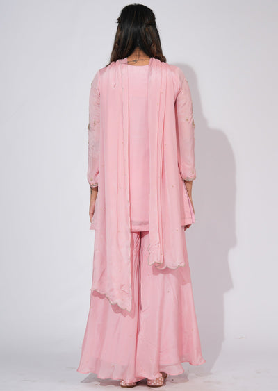 Light Pink Chinnon Sharara Set