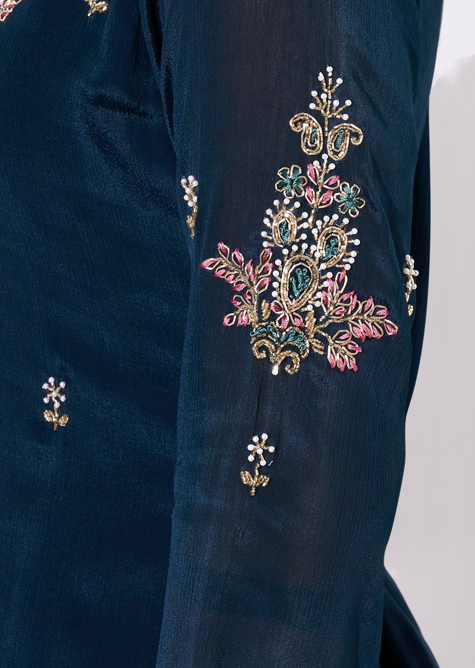 Teal Blue Chinnon Sharara Set