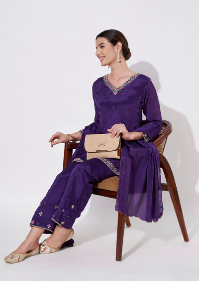 Purple Chinnon Straight cut suit