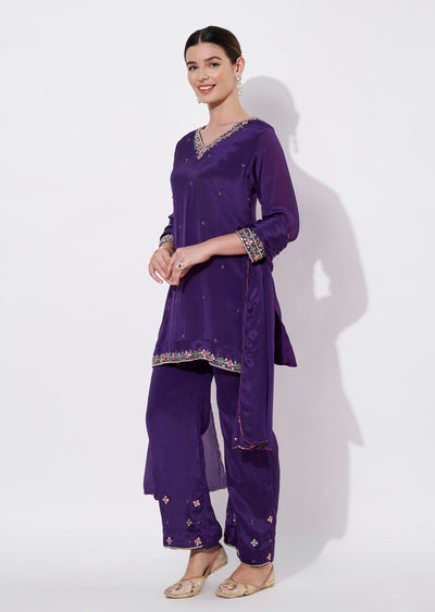 Purple Chinnon Straight cut suit