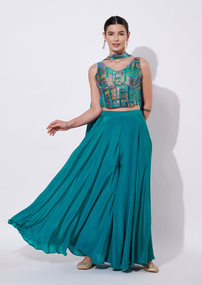 Rama green Silk Lehenga Set