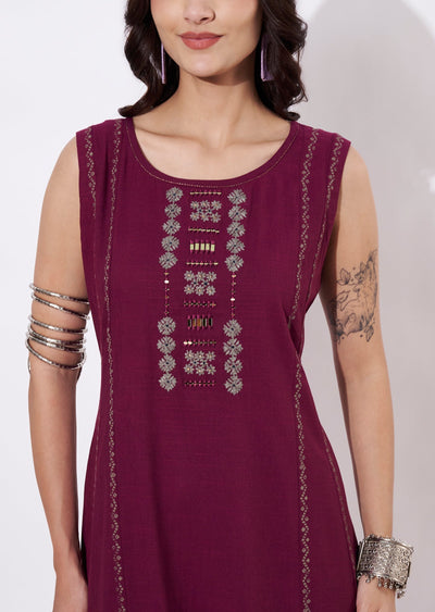 Magenta Gold Kurti