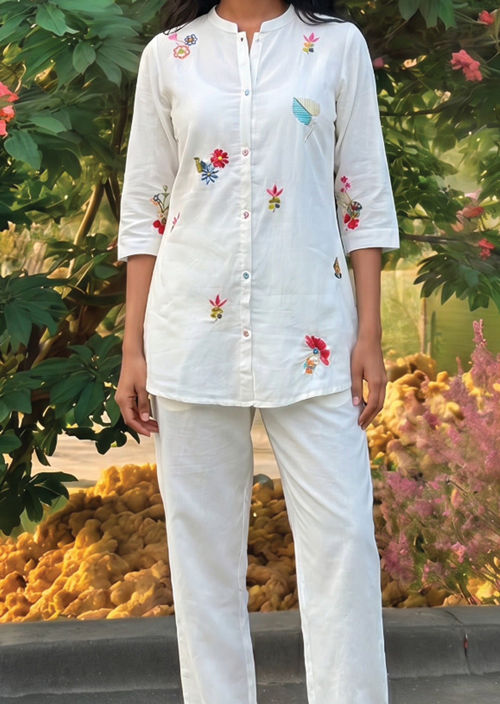 Off White Chanderi Co-ord Set