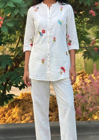 Off White Chanderi Co-ord Set