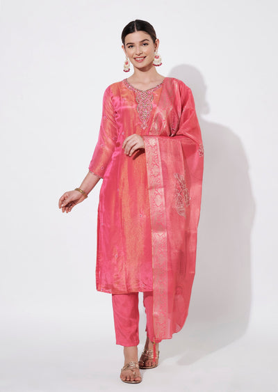 Pink Tissue Straight cut suit
