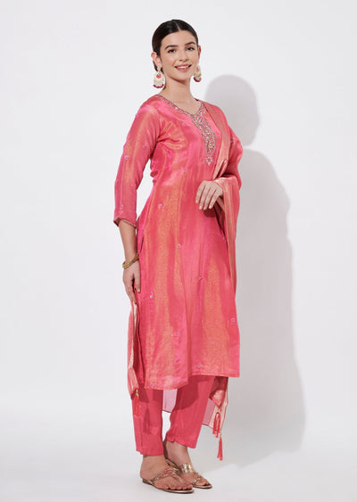 Pink Tissue Straight cut suit