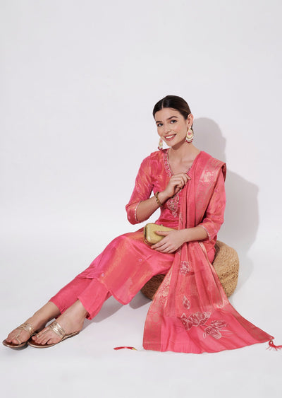 Pink Tissue Straight cut suit